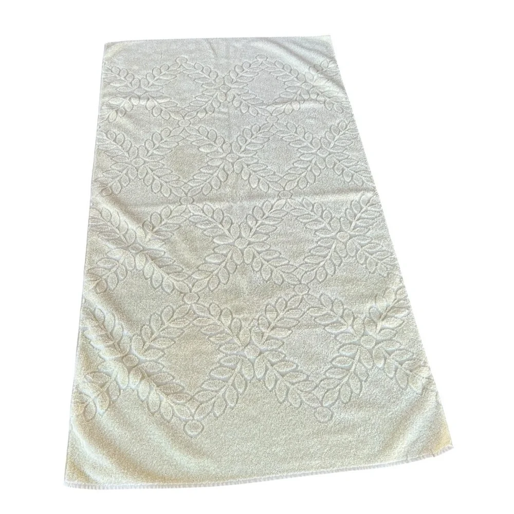 Vintage Cannon Fig Leaf Sculpted 4-Piece Cotton Bath Towel Set Sunny Yellow USA